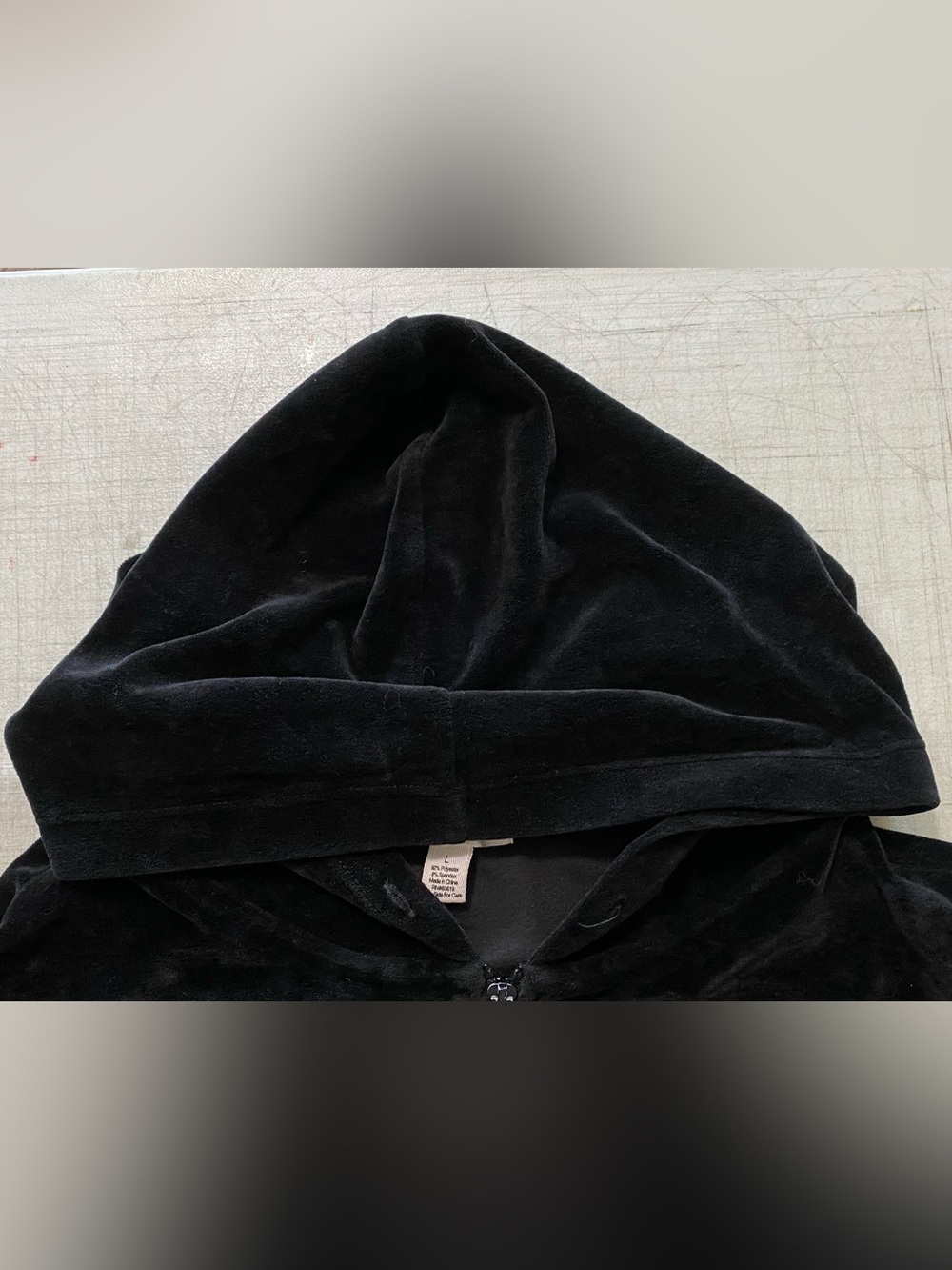 eye candy Black Velour Bomber Hoodie Jacket - Picture 5 of 11